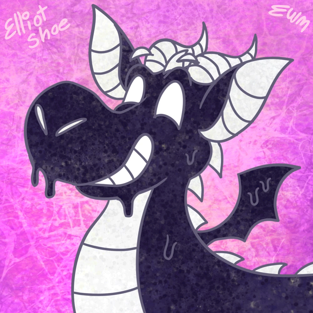 A looping animated gif of a goopy dragon bobbing up and down.