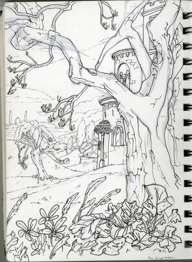 A journal sketch page.