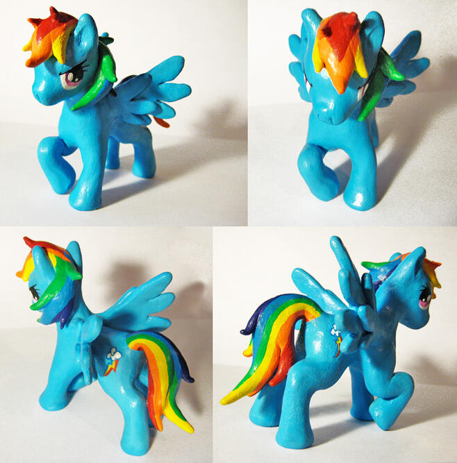 Photos of a Rainbow Dash sculpture from My Little Pony: Friendship is Magic.