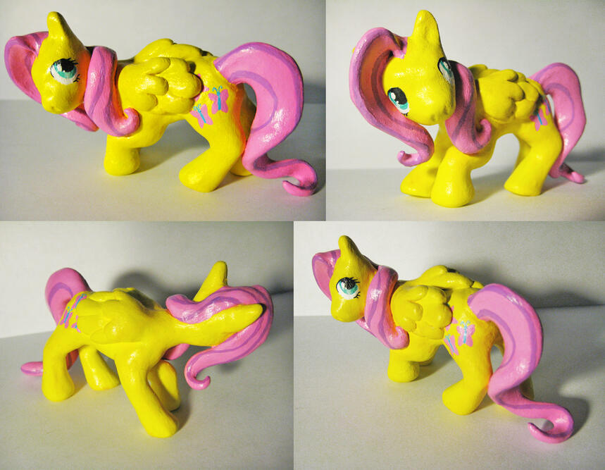 Photos of a Fluttershy sculpture from My Little Pony: Friendship is Magic.